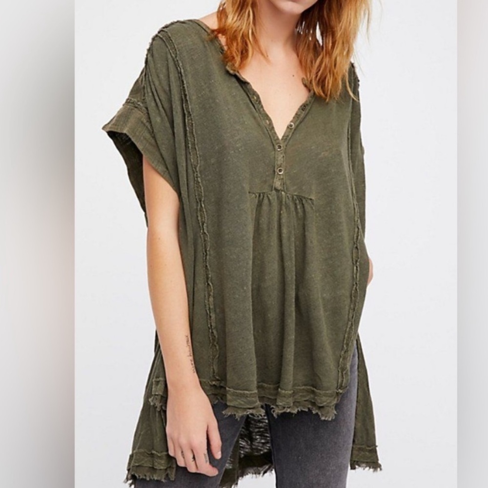 Free People Aster Henley Oversized Tshirt